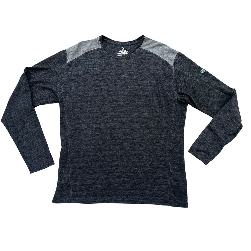 Kuhl Vendetta Mens 2XL Long Sleeve Crew Neck T Shirt Gray Charcoal Organic Layer